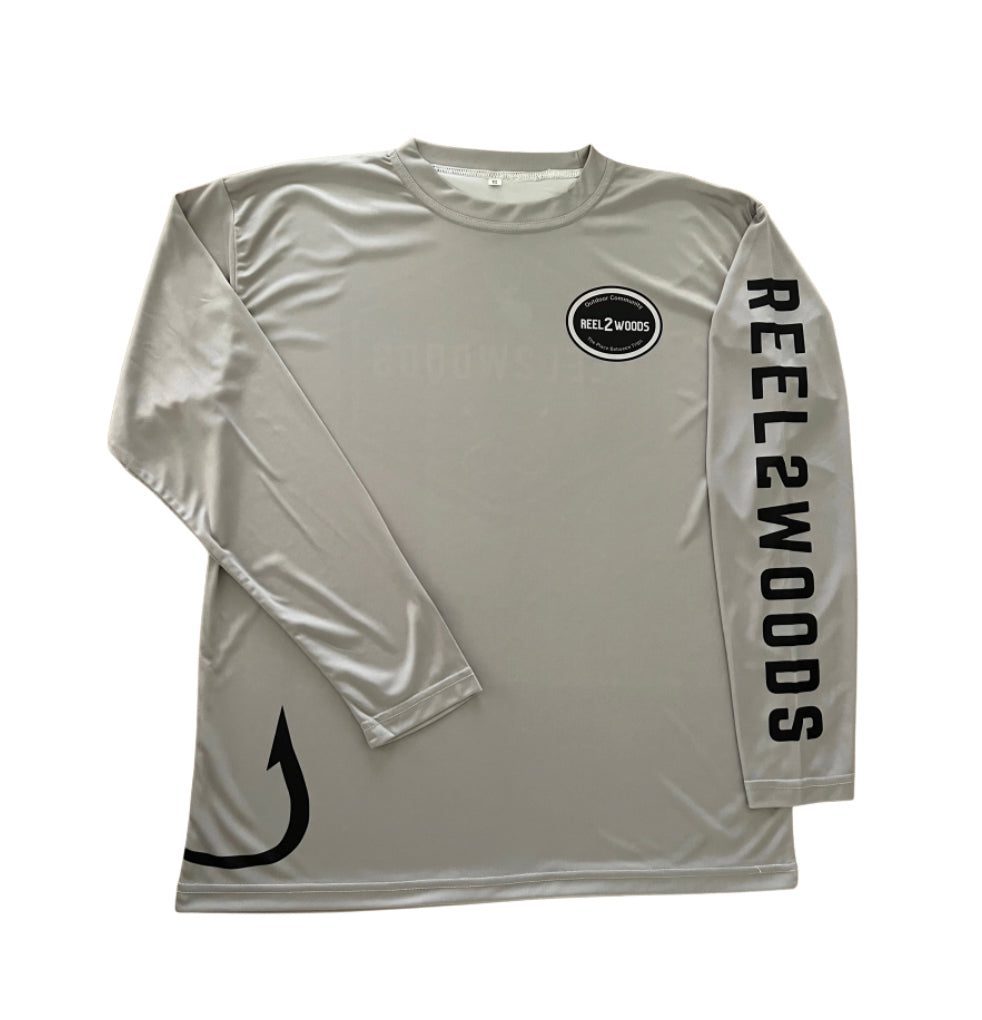 Adult "Hooked on Fishing" Gray Dri-Fit
