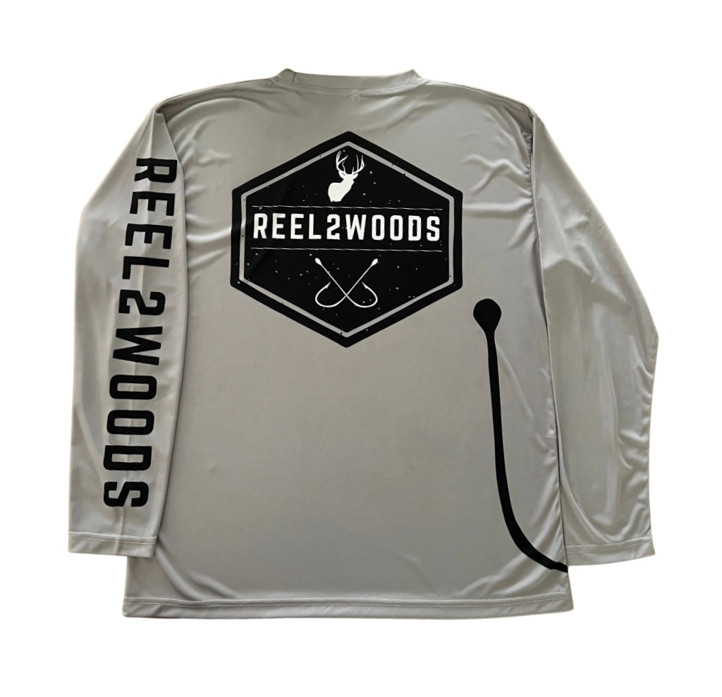 Adult "Hooked on Fishing" Gray Dri-Fit