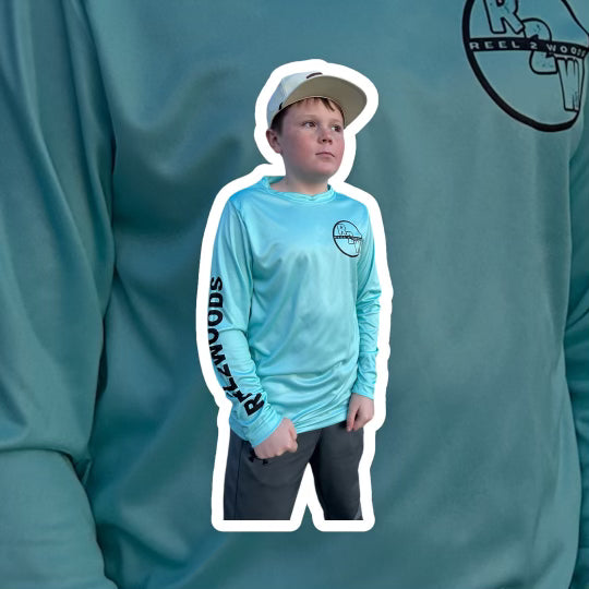 Youth Teal "Hooked on Fishing" Dri-fit Shirt