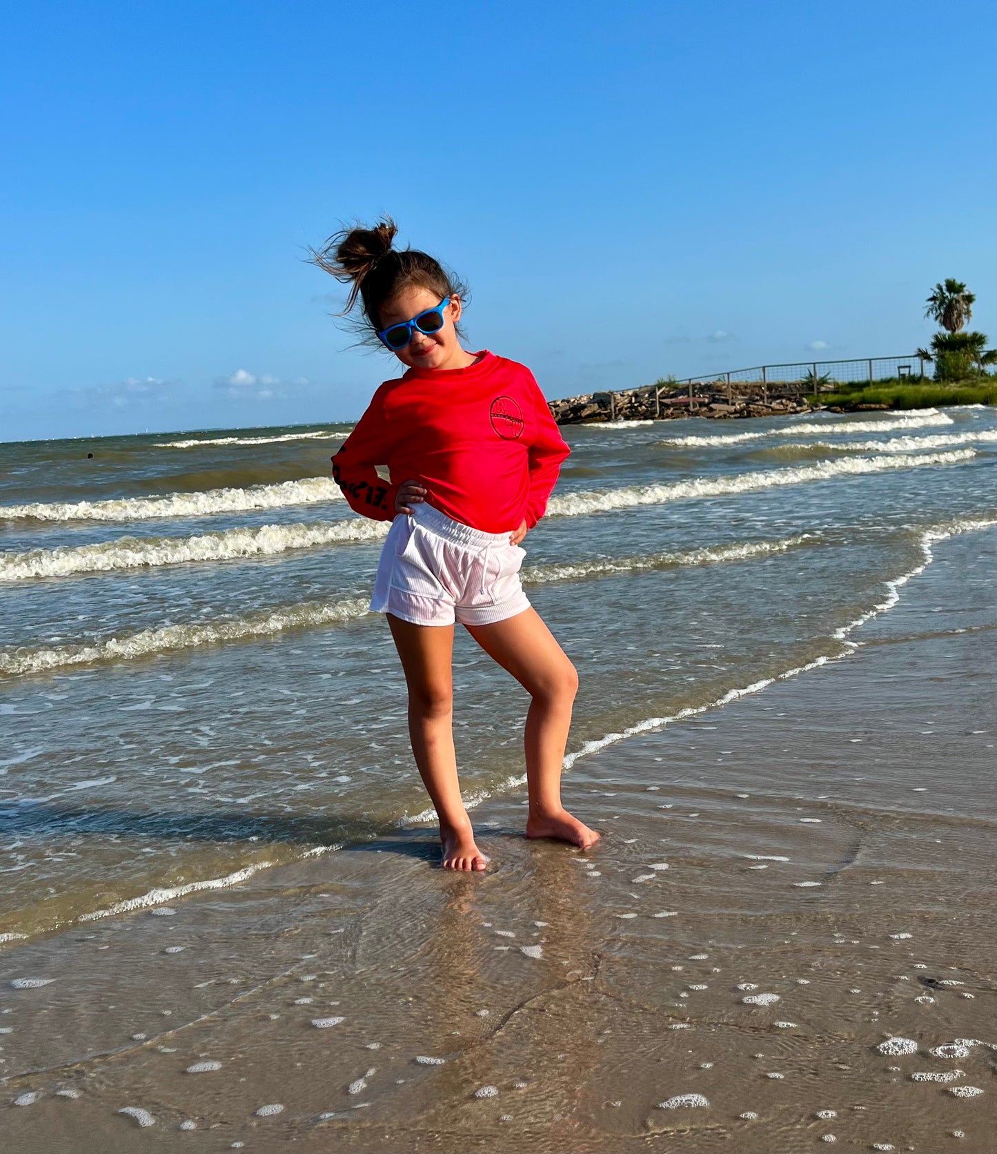 Youth Bright Red "Hooked on Fishing" Dri-fit Shirt